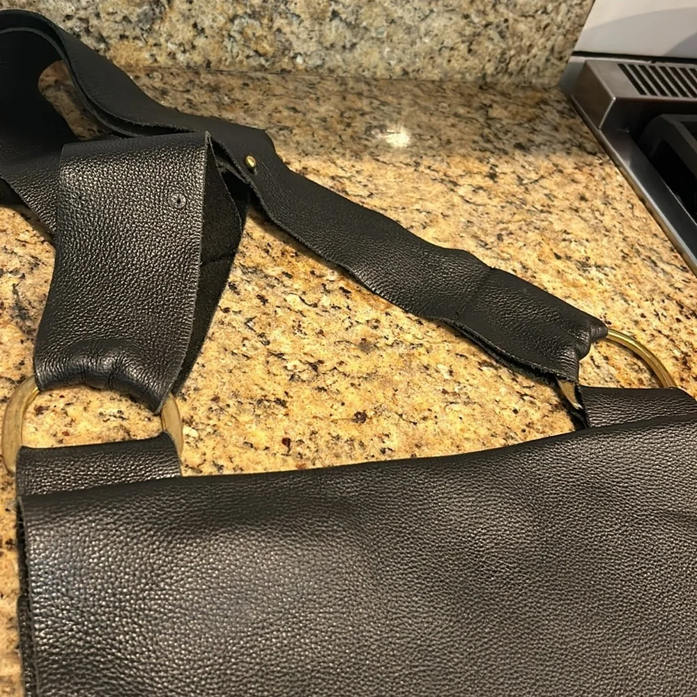Pebbled Leather Black Crossbody Laptop Bag Grommet Artisan Leather Maker